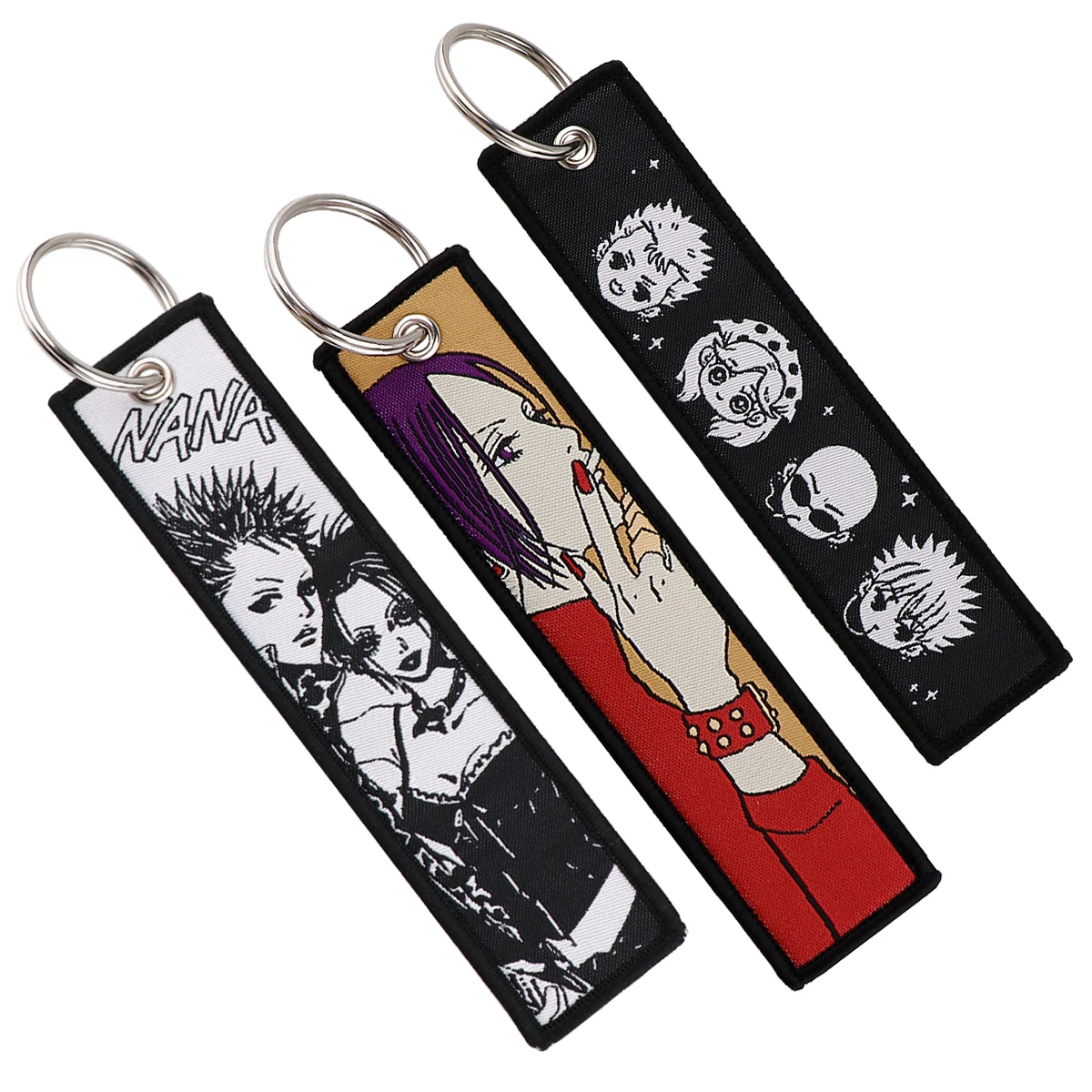 Japanese Anime Keychain For Motorcycles and Cars Manga Embroidery Key Fobs Key Tag Fashion Jewelry Key Ring Accessories