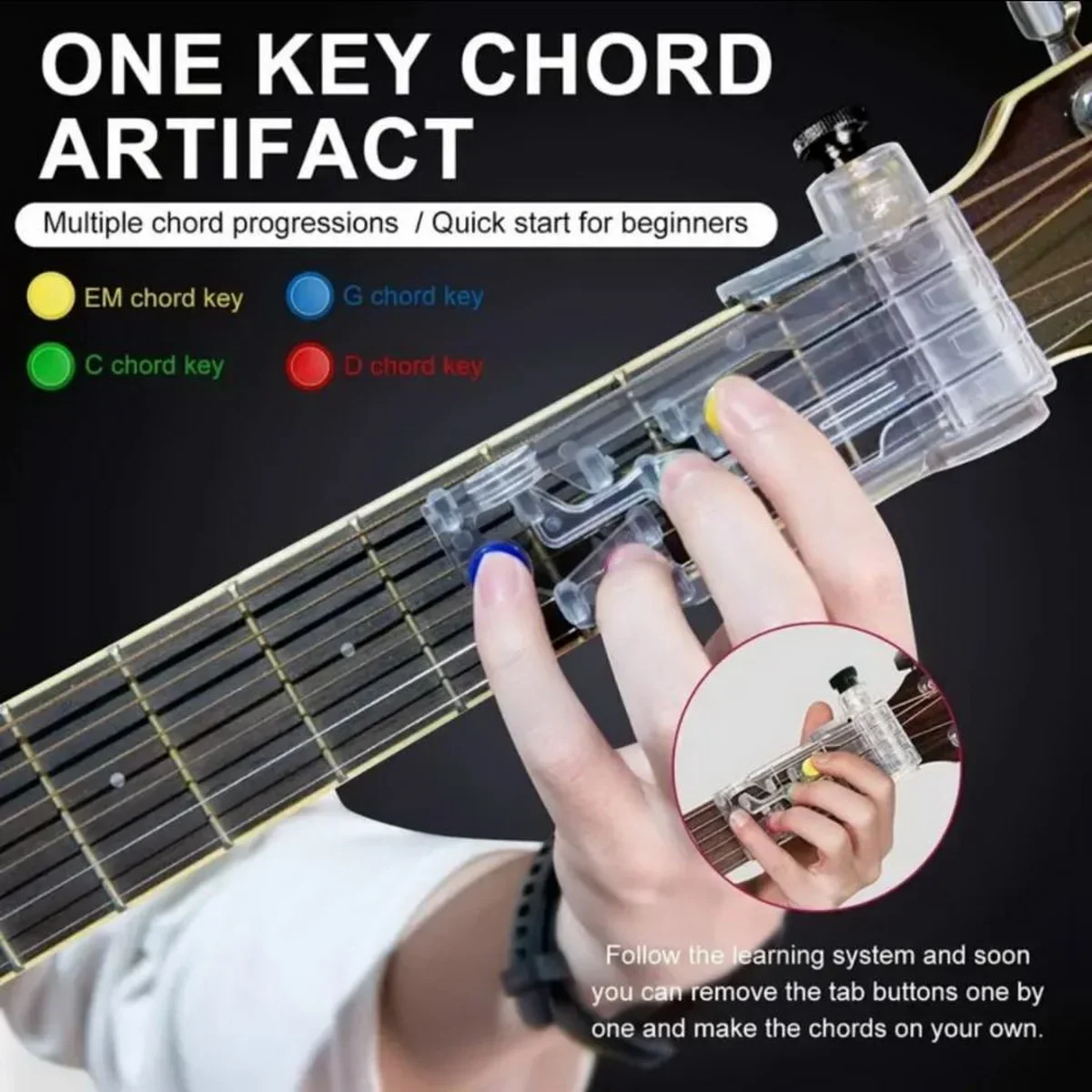 High Quality Beginner Guitar Chord Finger Aid Sleeve One-Key Lazy Anti-Pain Force Assistor Novice Guitarist Chord Learning Tool