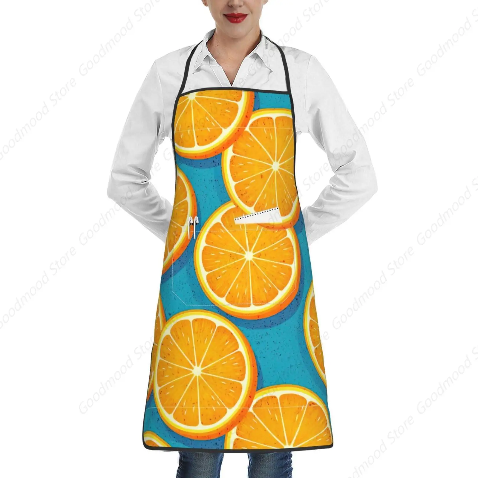 Fresh Orange Fruit Chef Apron For Men And Women Kitchen Cooking Adjustable,Water Oil Resistant