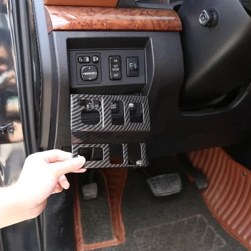 Car Interior Headlight Switch Button Cover Trim Frame Red ABS Fit For Toyota Tundra 2014 2015 2016 2017 2018 2019 2020 2021