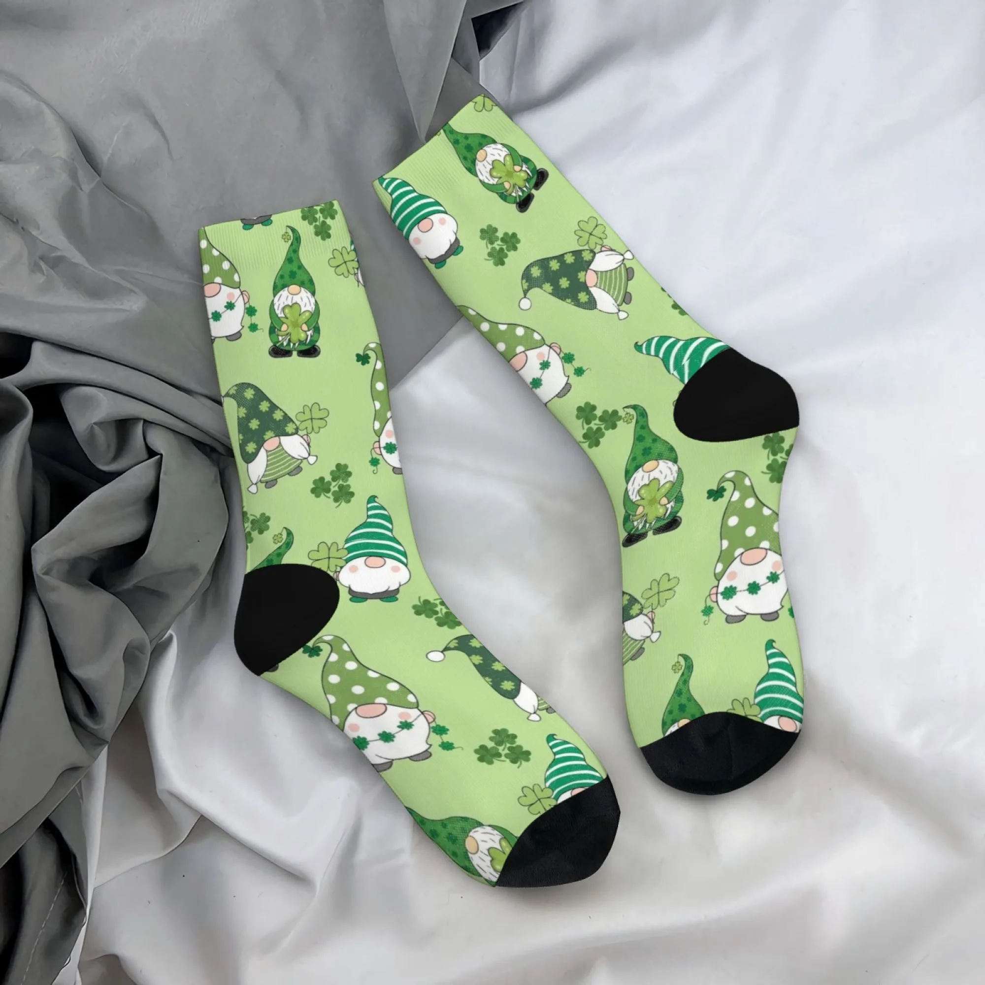 

Носки ко Дню Святого Патрика, Lucky Gnome с принтом конюшины трилистника, мятно-зеленые носки для экипажа, праздничный подарок для мужчин, женщин и детей