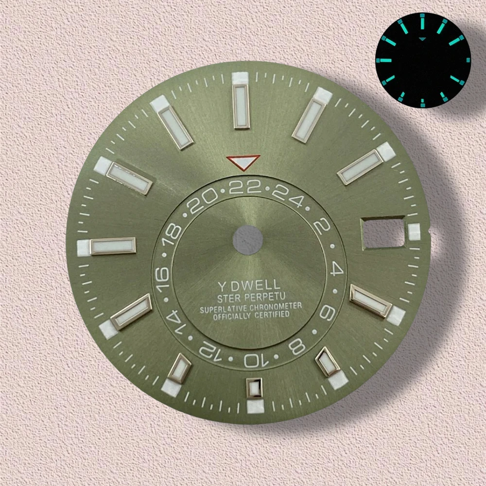 28.5mm S Logo New Sunburst Dial Fit NH35/NH36/4R/7S Japanese Movement Green Luminous High-Quality Watch Modification Accessories