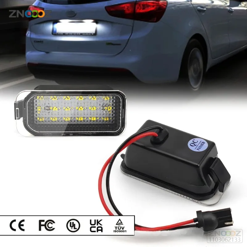 2Pcs Car LED License Plate Light Number Lamps For Jaguar XF X250 X260 XJ X351 Lincoln MKC Ford Figo Tourneo S-Max B-Max Endura