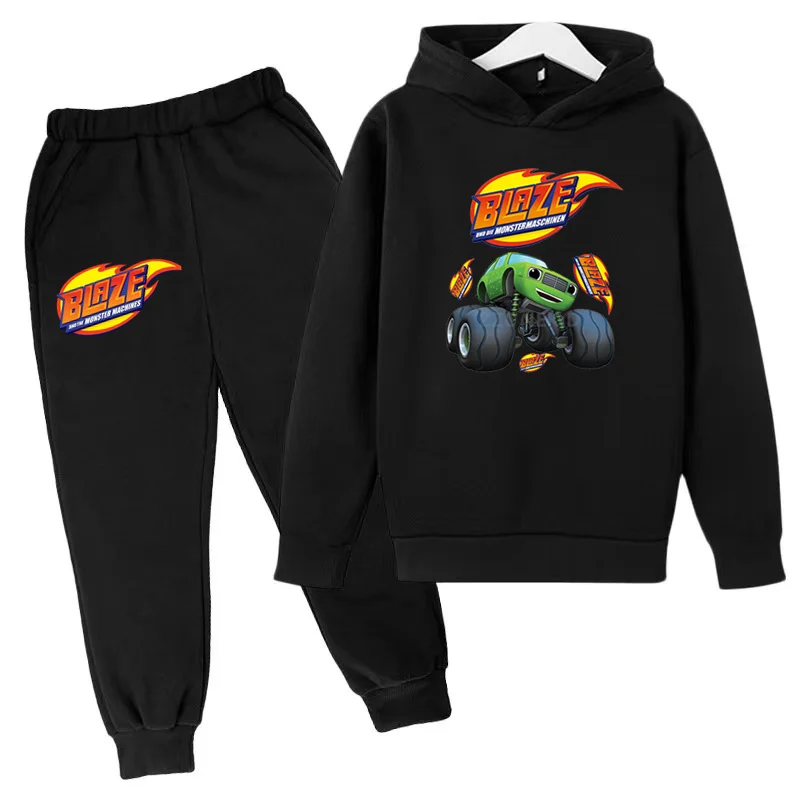 Children's Clothing Flame Games Print Hoodie Coat 3-12 Years Boys Girls Toddler Top + Pants Fashion Sweatshirt Casual Sportswear