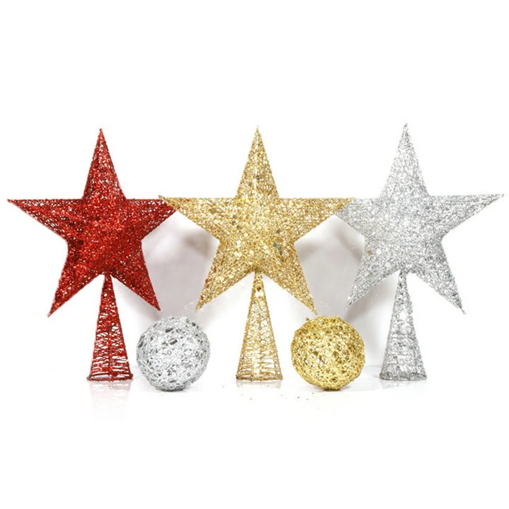 

Christmas Tree Star 26cm Golden Glittering Iron Topper Ornament Christmas Decorations Party Supplies Festive Decor