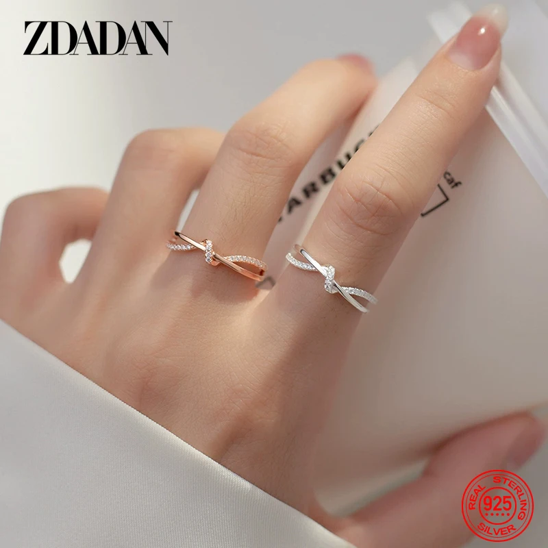 

ZDADAN стерлингового серебра 925 пробы открытое кольцо для женщин модные свадебные украшения