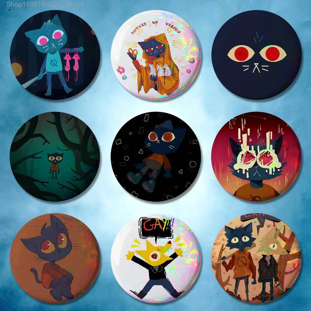 N-Night In The W-Woods Badges 25 32 44 58 75 mm Round Cosplay Pin Bag Decor Fans Collect Friends Gifts Brooch Souvenir