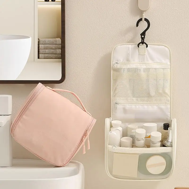 Waterproof Handheld Hanging Travel Wash Bag Portable Cosmetic Organizer Pouch for Gym Hotel Vacation Storage
