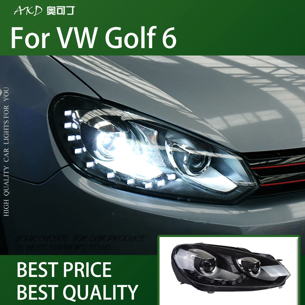 Car For VW Golf 6 2009-2012 Headlights DRL Day Running Light LED Bi Xenon Bulb Fog Lights Car Accessory Golf6 MK6 Head Lamp