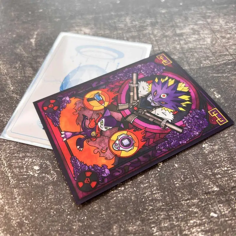 60 개/대 디지몬 모험 Beelzebumon 카드 슬리브 DTCG PTCG 애니메이션 및 게임 컬렉션 카드 보호 커버 선물 장난감 67*92mm