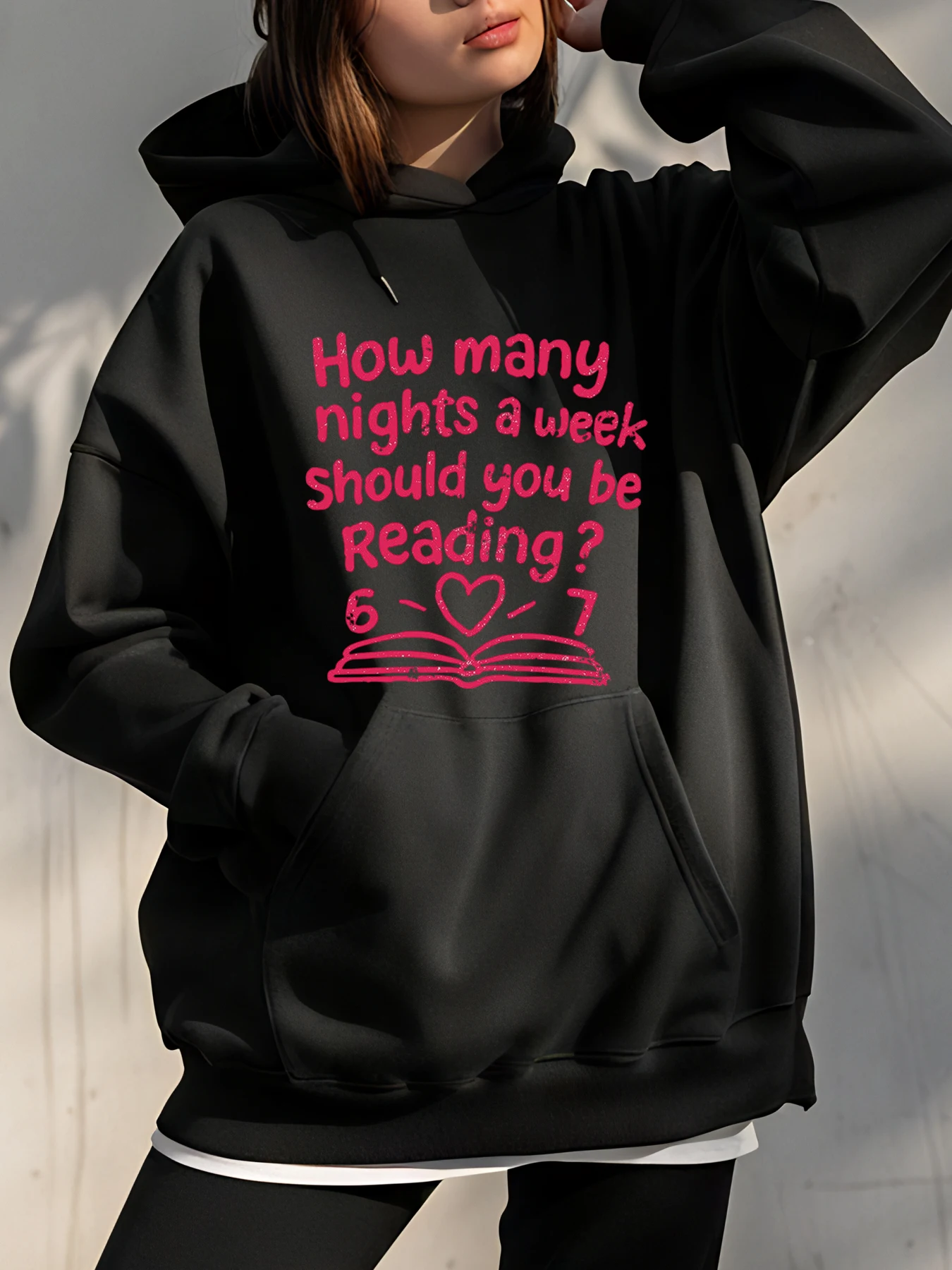 Reading Hoodie With Book And Heart Design For Book Lovers Casual Wear