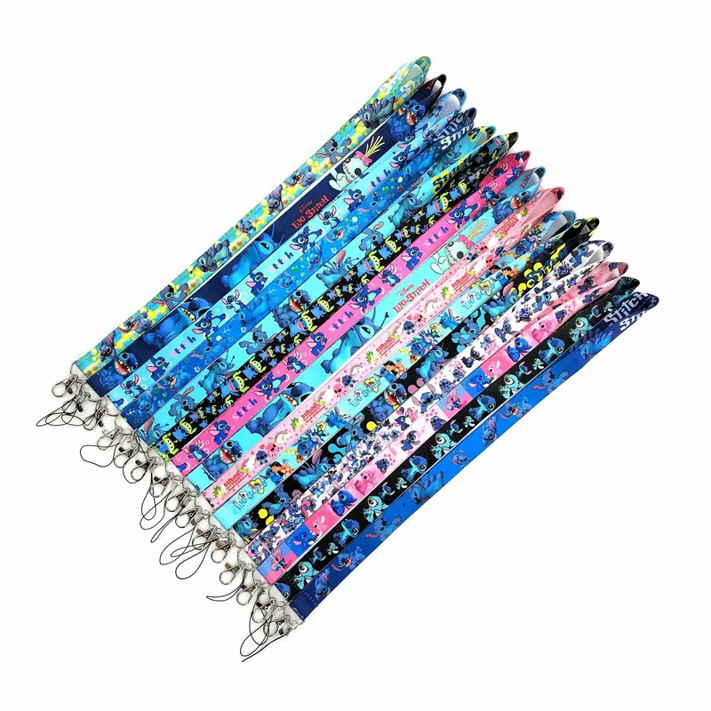 10PCS Cartoon Stitch Mobile Phone Lanyard Keychain For ID Card Gym USB Badge Holder Car Key Neck Wrist Band Anti-lost Strap
