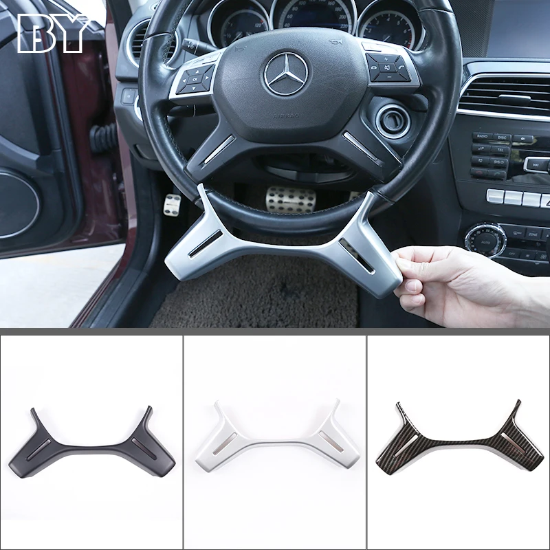 ABS Chrome Steering Wheel Cover Sticker For Mercedes Benz C E Class ML GL W204 W212 X166 W166 11-16 Car Styling Trim Accessories