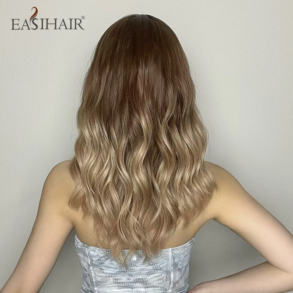 EASIHAIR بوب متموج براون شقراء أومبير الاصطناعية الانفجارات الباروكات متوسطة طول الباروكات للنساء السود تأثيري اليومي استخدام مقاومة للحرارة