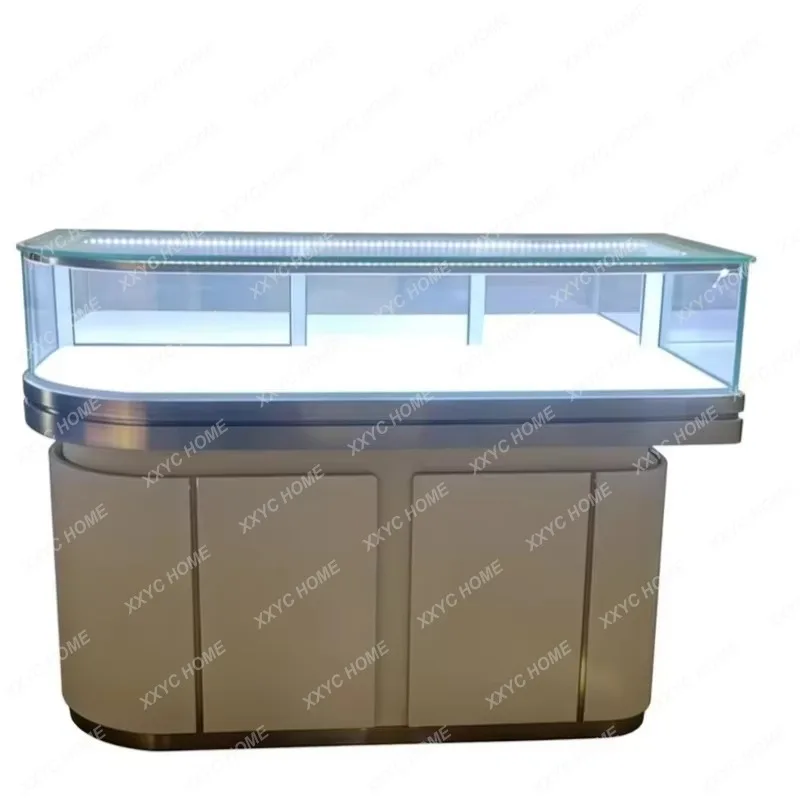 XXLight Luxury Silver Jewelry Cabinet Sleek Counter Shopping Jewelry Cabinet Painted Living Room Furniture