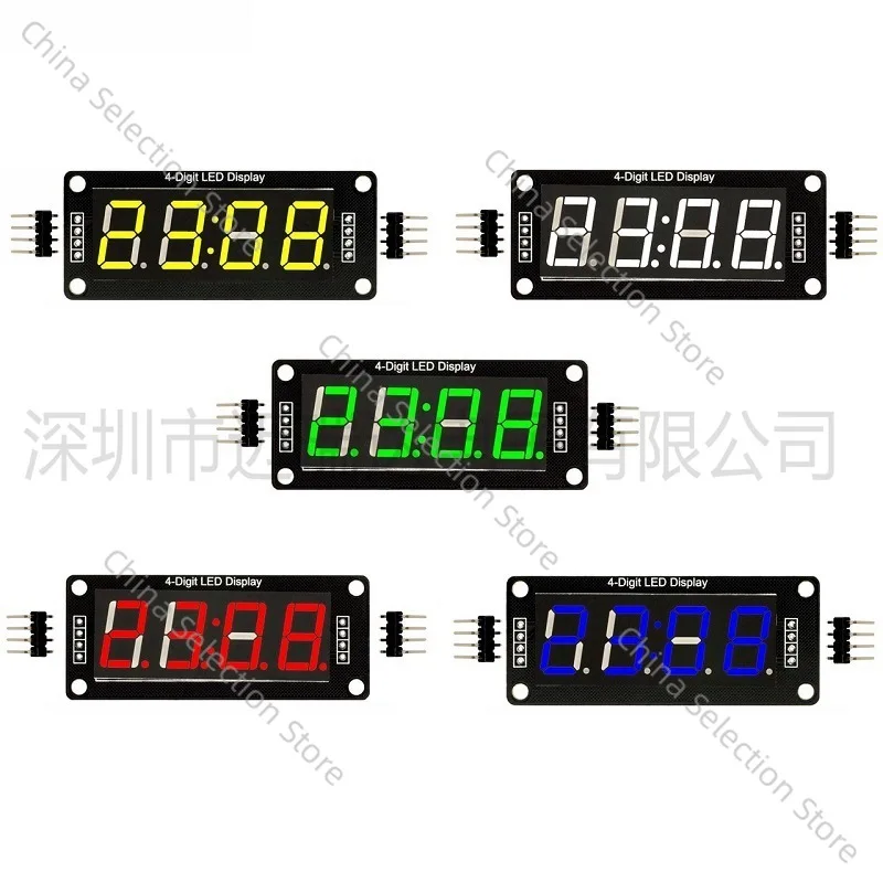 TM1637 0.56 Inch Four-digit Seven-segment Digital Tube Clock Module with Clock, Red/green/yellow/white/blue