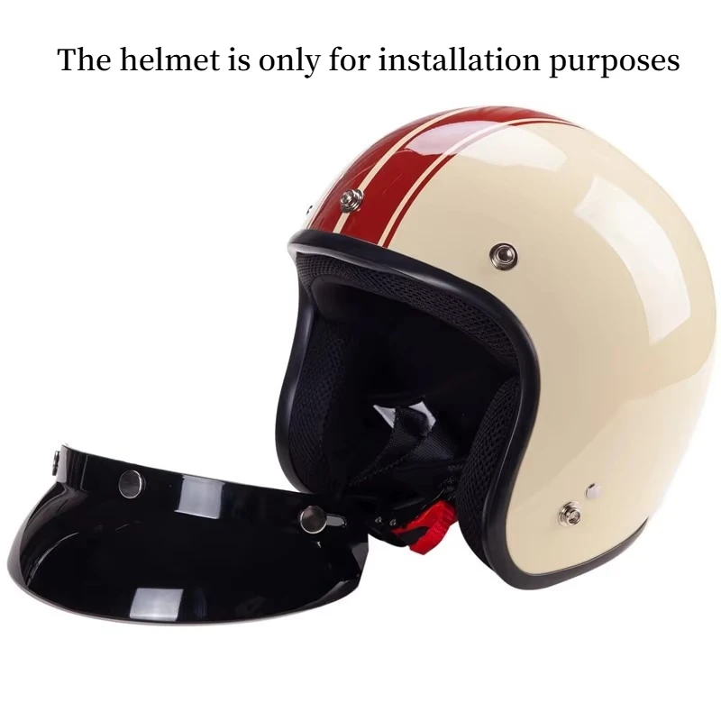 Universal Black 3-Snap Motorcycle Helmet Peak Lens Open Sunshade Mask