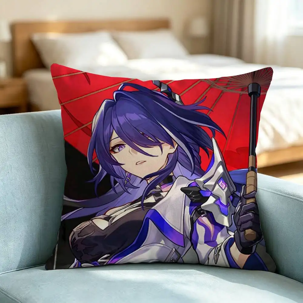 Honkai Star R-Rail Acheron  Pillow Case Square Double-Sided Sofa Cushion Cover Bedroom Bedside Pillow Gift