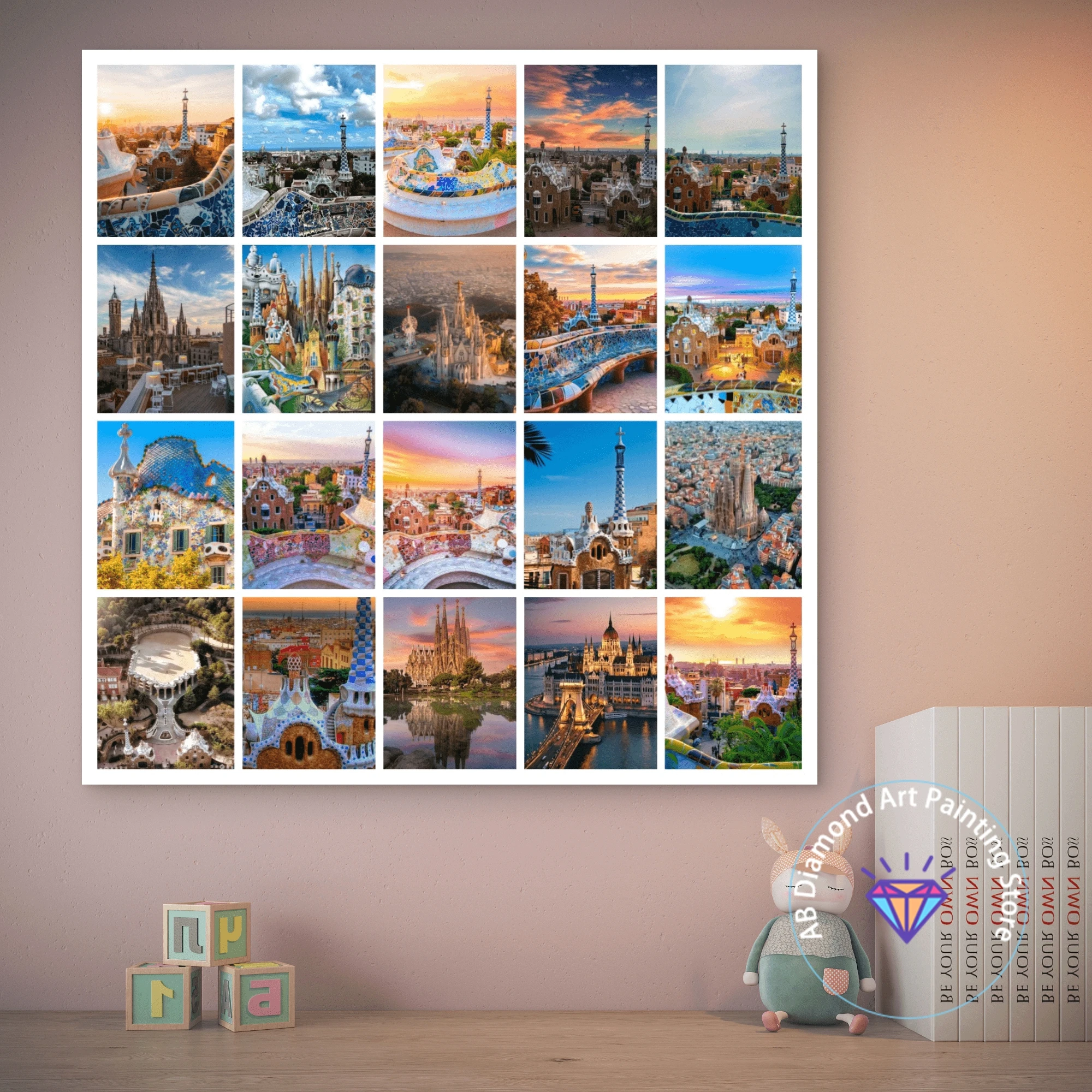 

Park Guell Barcelona Spain Scenery Beauty Carmel Hill AB Diamond Painting Kit Cross Stitch Handmade Art Crafts Home Decor Gift