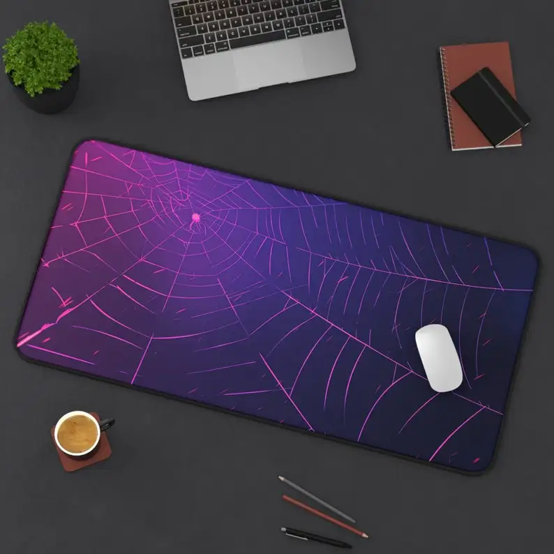 

Purple Spider Web Pattern Desk Mats, Office Decor, Workspace Accessory, Home Office, Unique Gift for Her, Modern Desk Mat