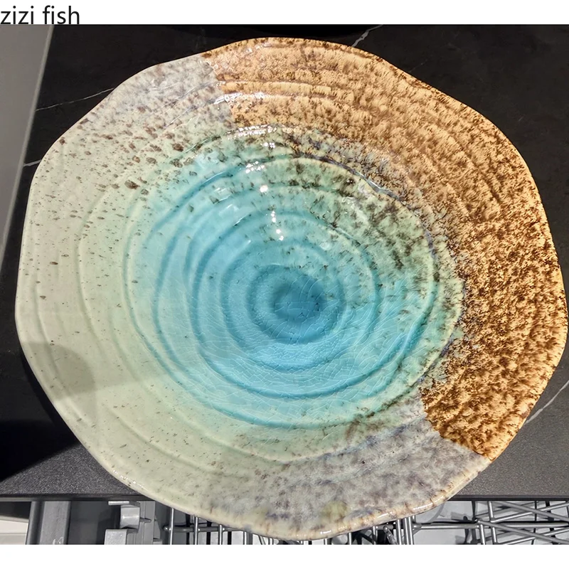 Crackle Glaze Ceramic Bowl Restaurant Salad Bowl Pasta Bowl Dessert Snack Bowls Serving Bowls Molecular Cuisine Tableware