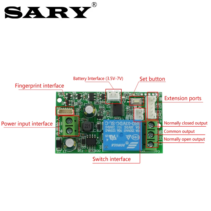 SARY fingerprint access control Relay board DC12V fingerprint verification module DC24V electric lock control board