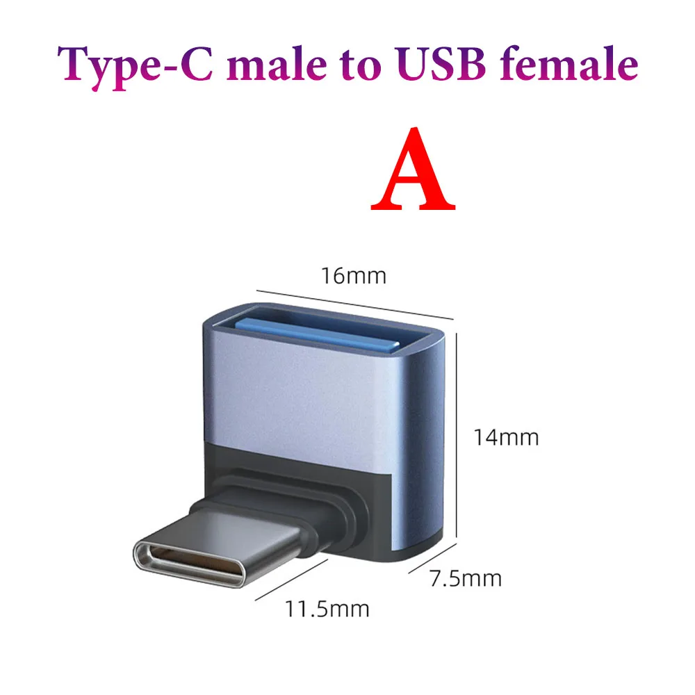 1Pcs USB 3.1 Type-C OTG Adapter 90 Degree Elbow Fast Charging Converter 10Gbps Data Adapter for Macbook