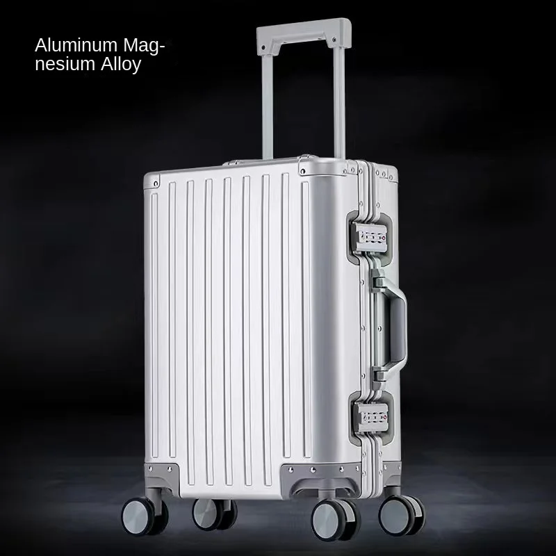 Suitcase Aluminium Rolling Luggage Spinner Cabin Carry-on Bag Women Password Trolley Case Waterproof Suitcases Men Travel Bag