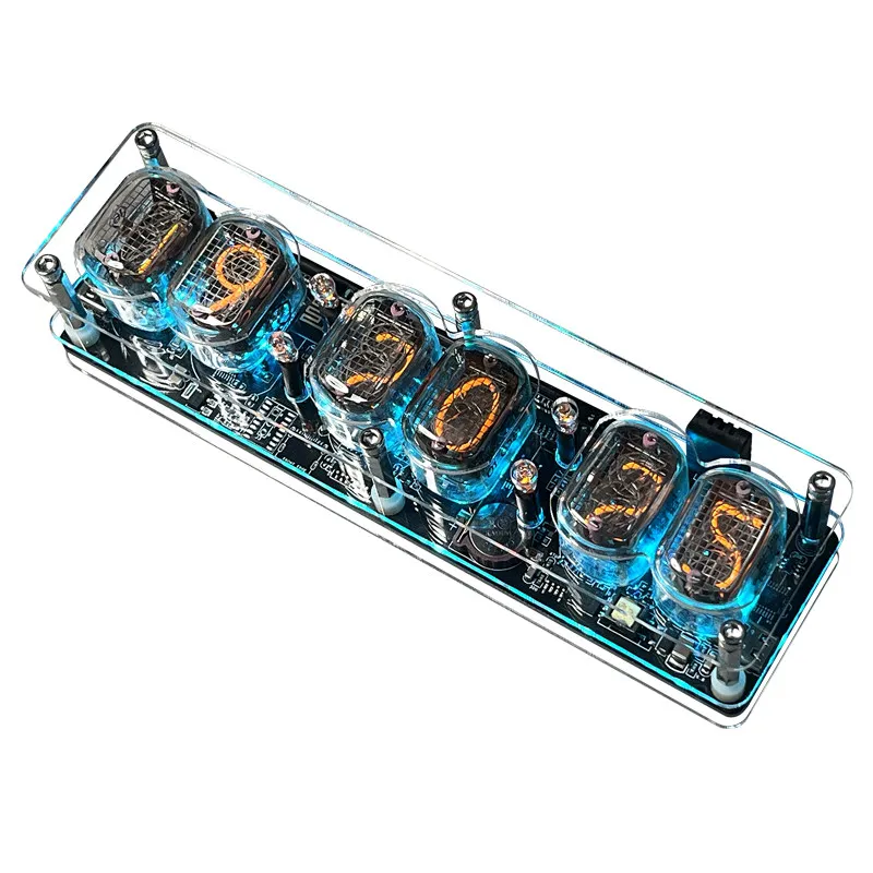 Vintage 6-Digit Nixie Tube Clock, WiFi Smart Glow Tube Desk Clock with RGB LED, Retro Cyberpunk Home & Office Decor Nice Gifts