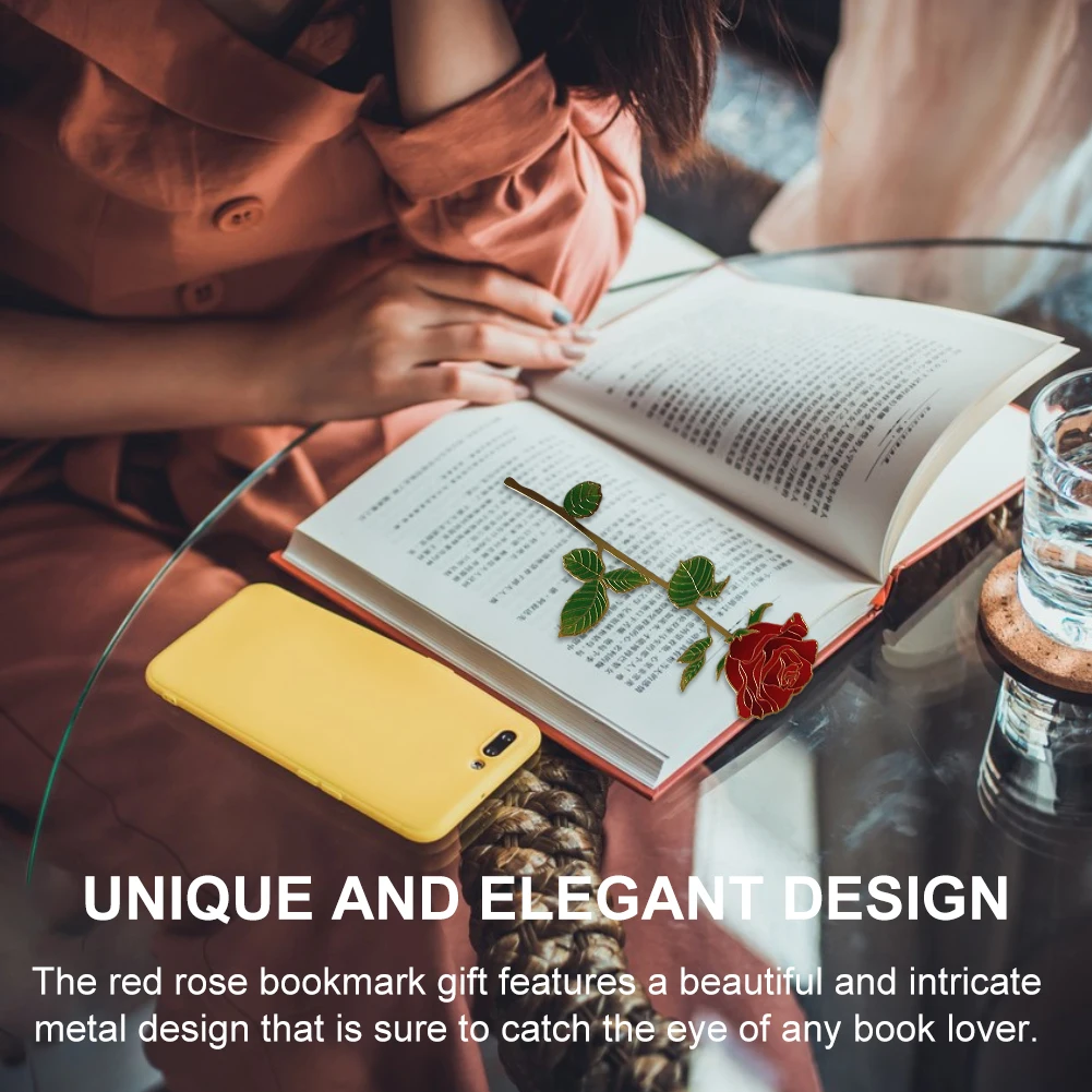 Metal Bookmark For Reading Lovers Birthday Red Rose Valentines Day Multi Purpose