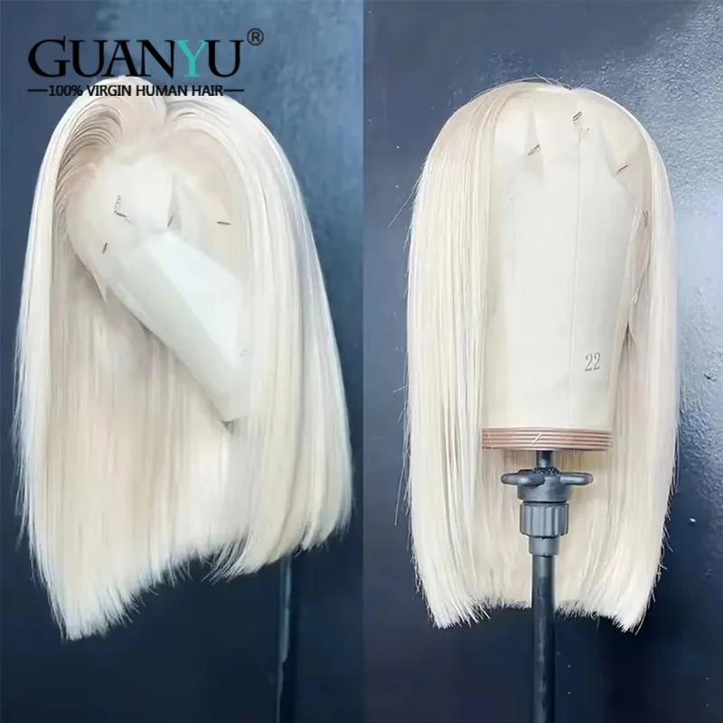 

13x4 White Platinum Ash Blonde Bob Lace Front Human Hair Wig straight 13x4 13x6 Transparent Lace Frontal Wigs For Women