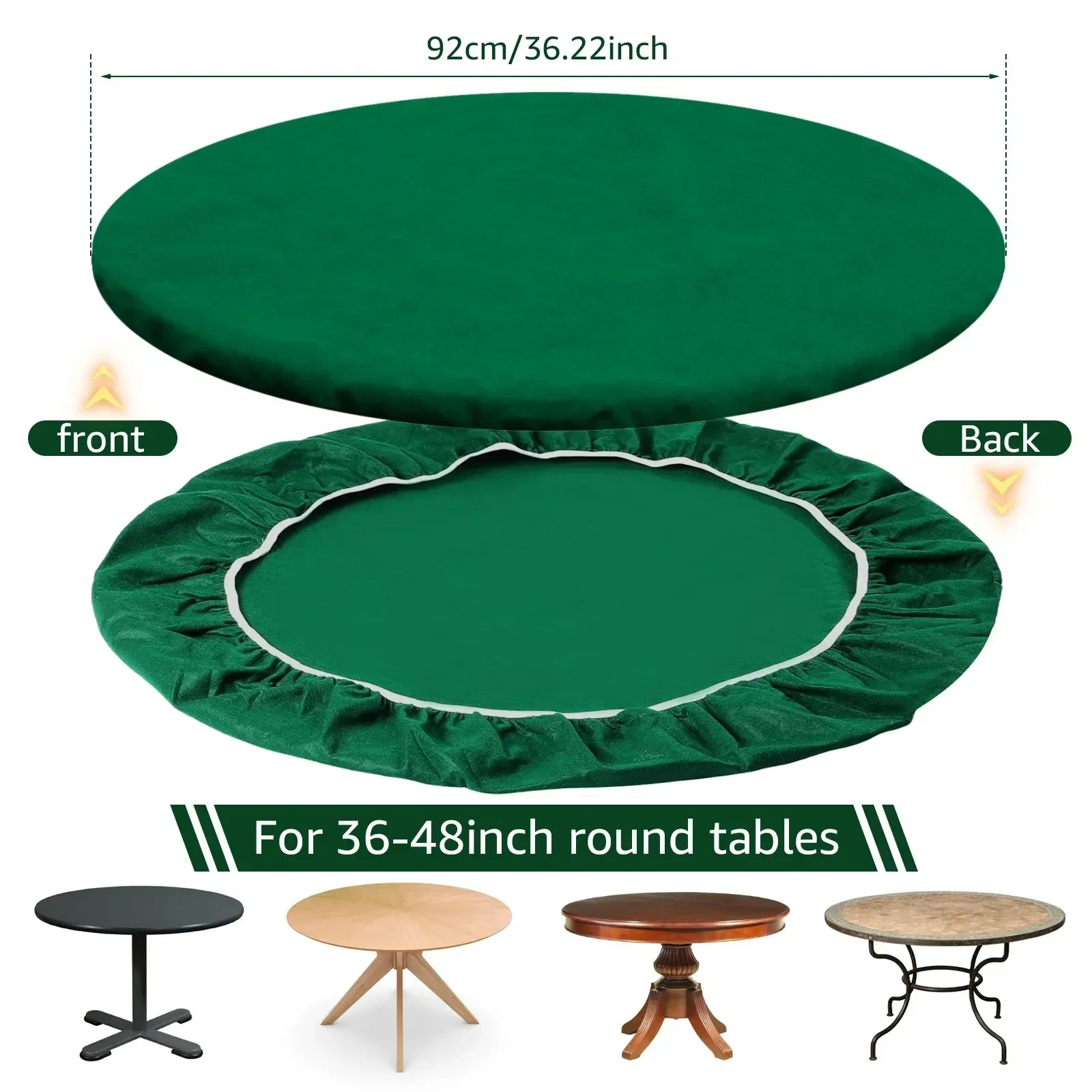 Round Felt Poker Tablecloth Suitable for 36-48in Stretch Green Felt Poker Game Tablecloth Party Entertainment Accessories