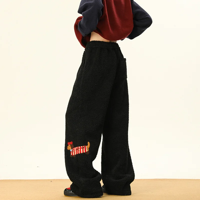 American High Street Casual Pants For Men And Women, With Added Fleece And Thickening For Warmth In Autumn And Winter