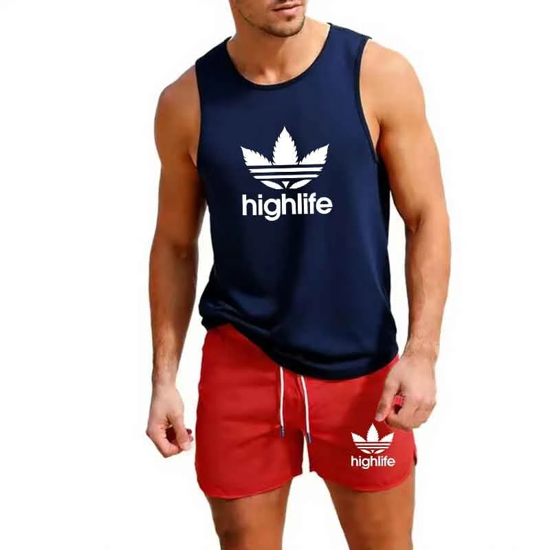 

Mens Sleeveless Vest and Shorts Set Summer Athletic Wear Gym Training Outfit Basketball Jogging Sportswear Two Piece Set