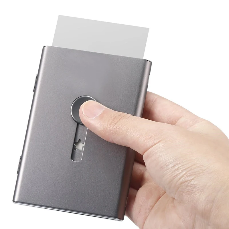 Metal Business Card Holder Hand Push Card Case Bank Card Membership Package Ultra Thin Business Card Packaging Box Organizer