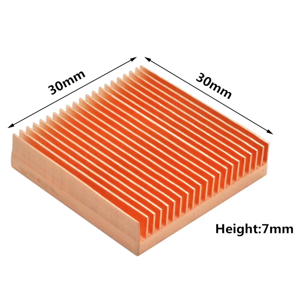 純銅製ヒートシンク,30x30x7mm,電子チップ用ラジエーター,mos ic