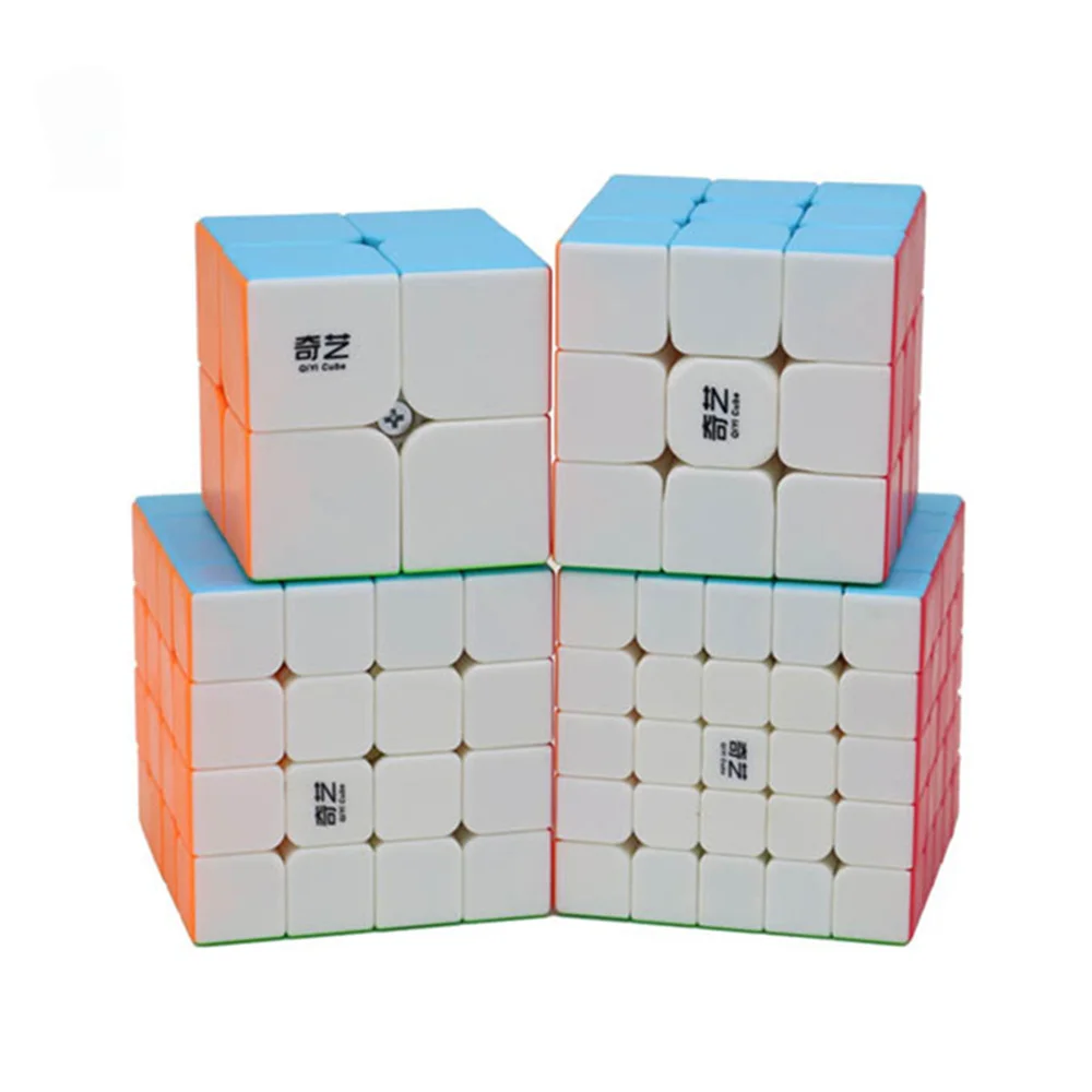 

4pcs/Set Qiyi SpeedCube 2x2x2 3x3x3 4x4x4 5x5x5 Black Stickerless Magic Cubes Professional Puzzles for Adults Cubo Magico Toy