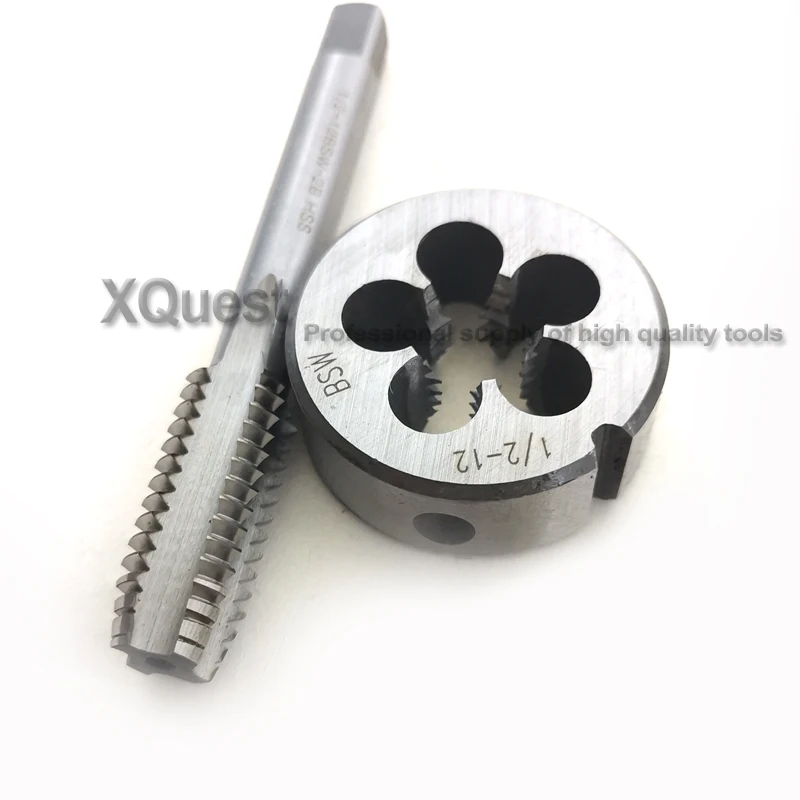 2pcs HSS Withworth thread tap and die set BSW 1/8 5/32 3/16 1/4 5/16  Right hand taps Round dies suit W 3/8 7/16 5/8 3/4 1/2