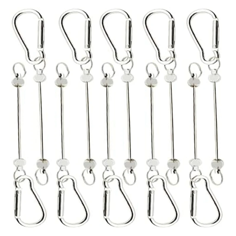 10 Pcs Beadable Keychian Bars Small Carabiner Clips DIY Beaded Key Chains Charm Craft (No Beaded Included)