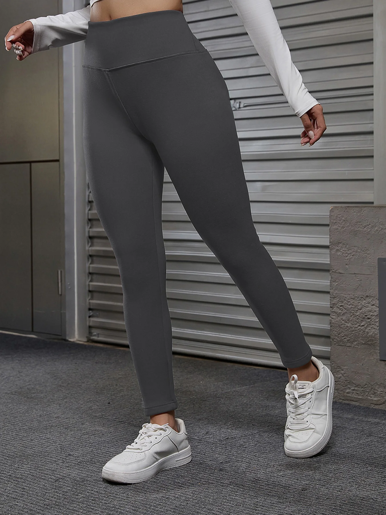 Pantalones largos ajustados deportivos de cintura alta de alta elasticidad para mujer Otoño/Invierno transfronterizos de lana con aumento de cintura