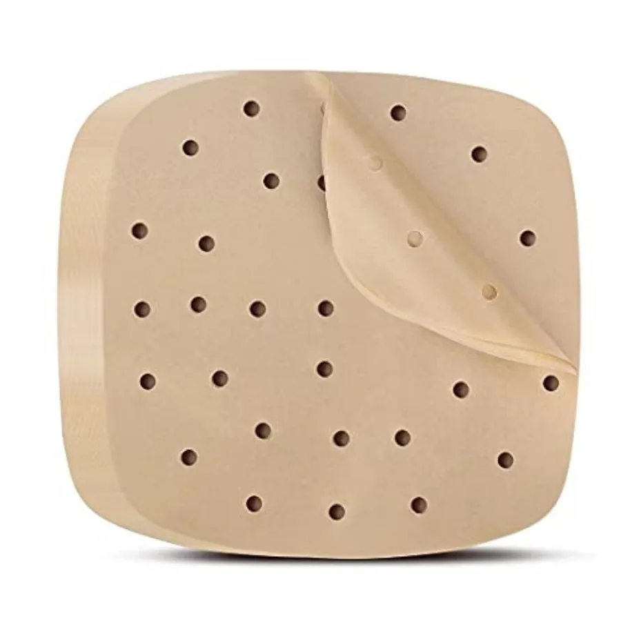 

Air Fryer Parchment Paper Liners: 200PCS 8.5 inch Square Perforated parchment paper for Air Fryer, Premium Bamboo Steamer Liner
