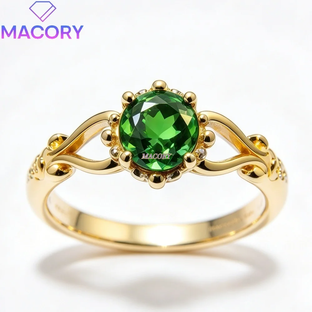 Natural Diopside Opal Topaz Ring S925 Sterling Silver Vintage Twisted Band Low-key and minimalist Women Fine Jewelry Gift