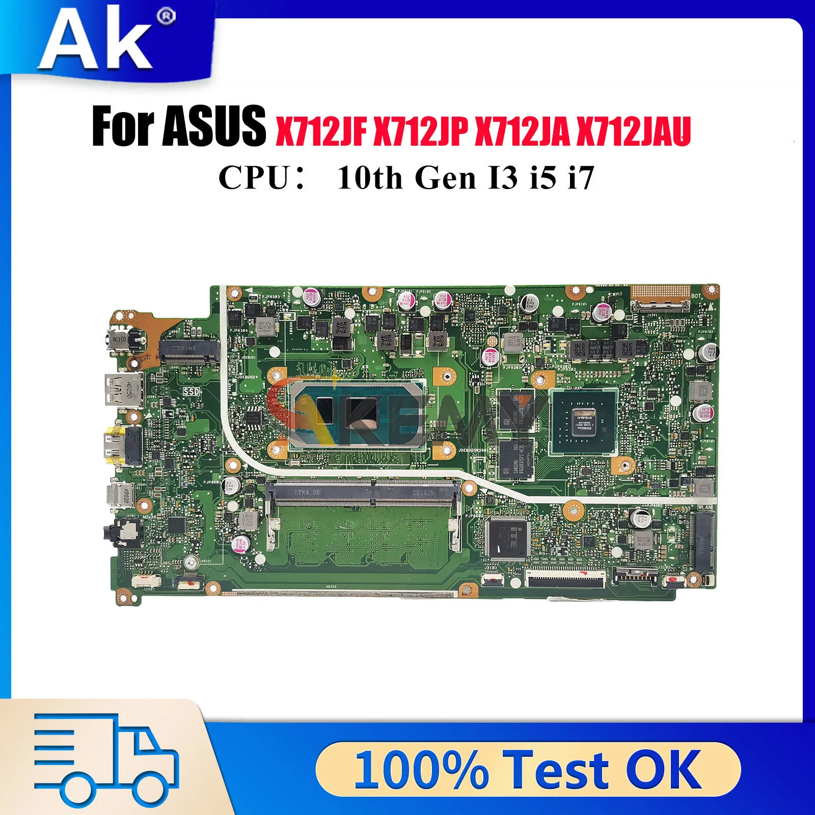 

X712JP Laptop Motherboard For ASUS S712J X712J X712JAW A712J K712J X712JAU X712JF V5000J X712JP Mainboard With 10th Gen I3 i5 i7