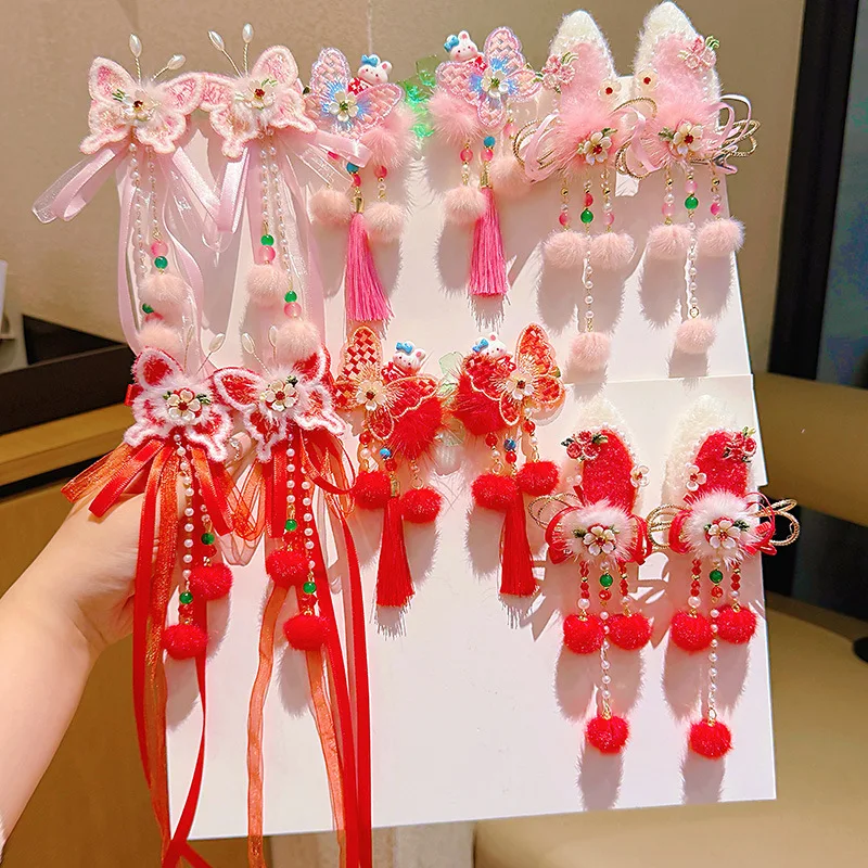 

Baby Girls Hair Clip Cute Rabbit Ears butterfly Hairpin Children Holiday Accessories Hairpin Princess Hair Clips 1 Pair