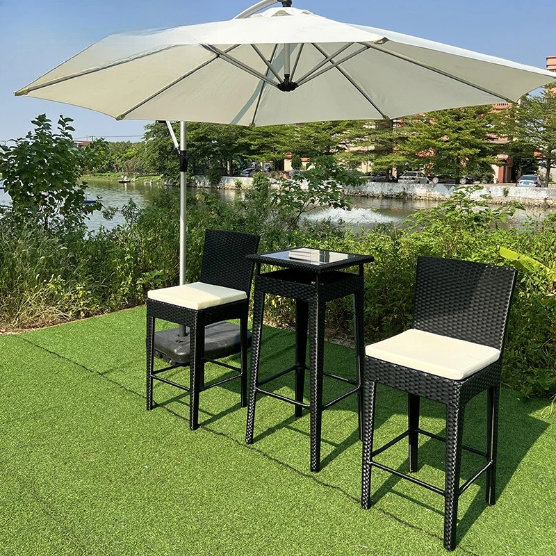 Outdoor Garden Courtyard Rattan Tables and Chairs Balcony Villa Scenic Area Terrace Bar Rattan Art Bar Chair Furniture