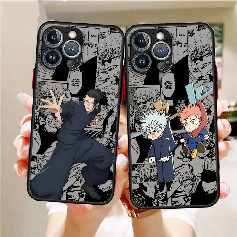 Spell Battle Anime Fashion Frosted Translucent For Apple iPhone 15 14 13 12 11 XS XR X 8 7 SE Pro Max Plus Mini TPU Phone Case