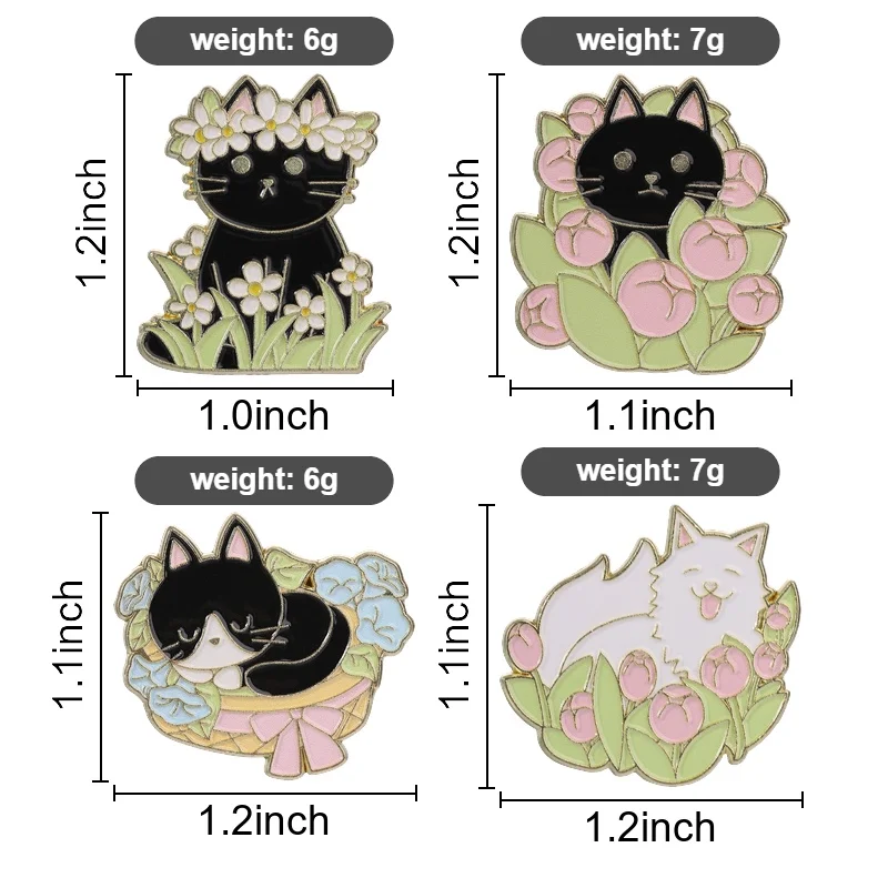 Glücksausschmung Katzen-Kollektion: Emaille-Pins, Anime-Katzenmädchen, Zaubertrank, Schwarze Katze, Elfenkatze & Blumen-Broschen, Rucksack- und Revers-Pins – Detail 12