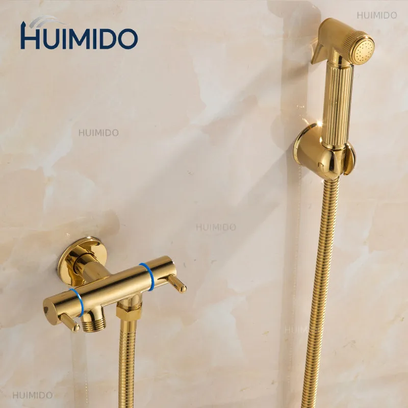 All-copper European-style gold woman washer, spray gun faucet, butt washer, hot and cold washer, body cleanser, nozzle set.