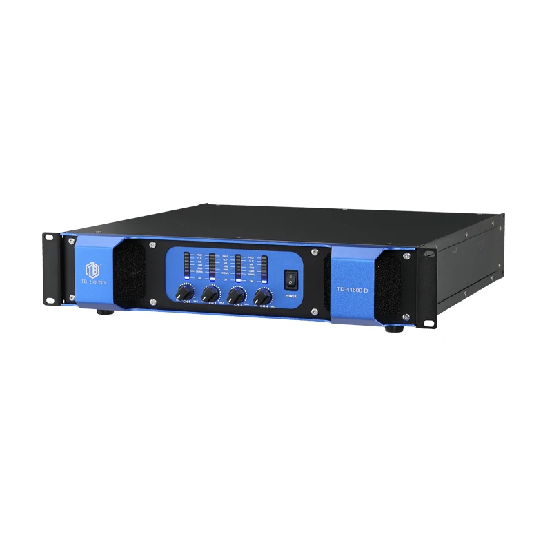 Paulkitson Professional TD-1600D-1 4-Channel 1600W 8 Ohm Metal Power Amplifier XLR Connectivity Durable Design for Stage