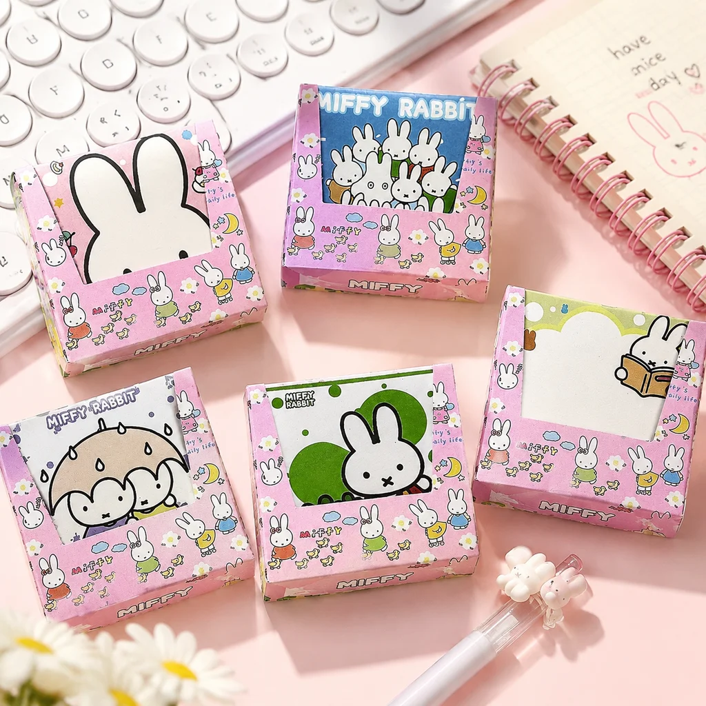 Cute Miffy Rabbit Cartoon Extra Thick Note Pads Aesthetic No Adhesive Memo Paper for School Girl Students Ins Kawaii Stationery